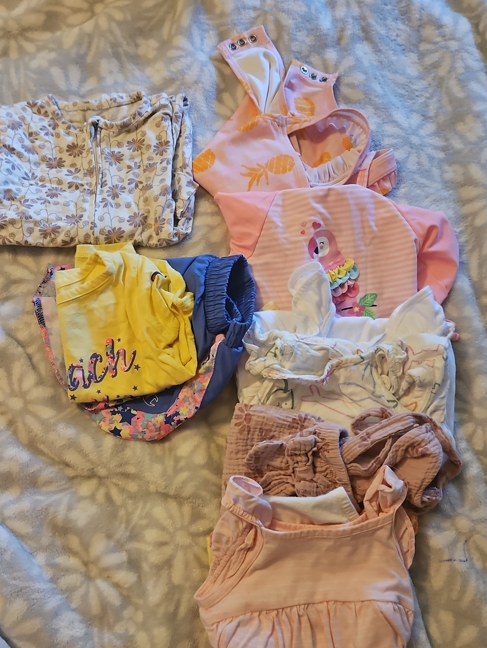 18 Month Mixed Girls Clothing Lot - Pink, Yellow, Blue, Cream